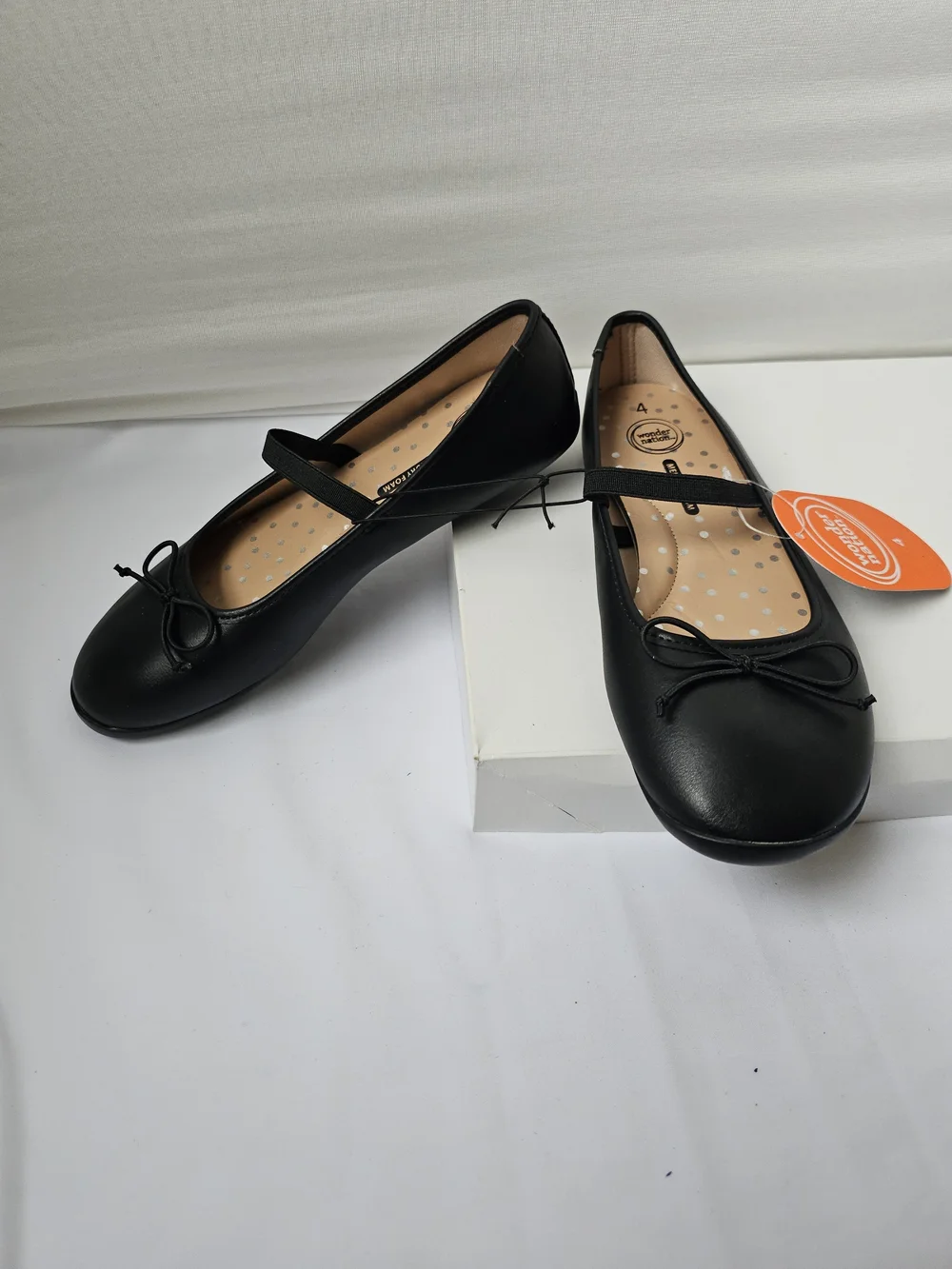 NWT Wonder Nation Black Ballet Flats Girls Sizes 1 & 4 | Memory Foam